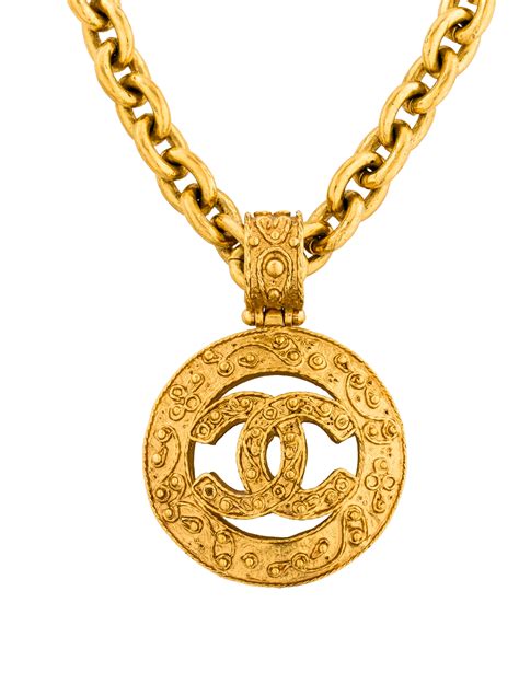 chanel logo gold necklace|authentic chanel necklace.